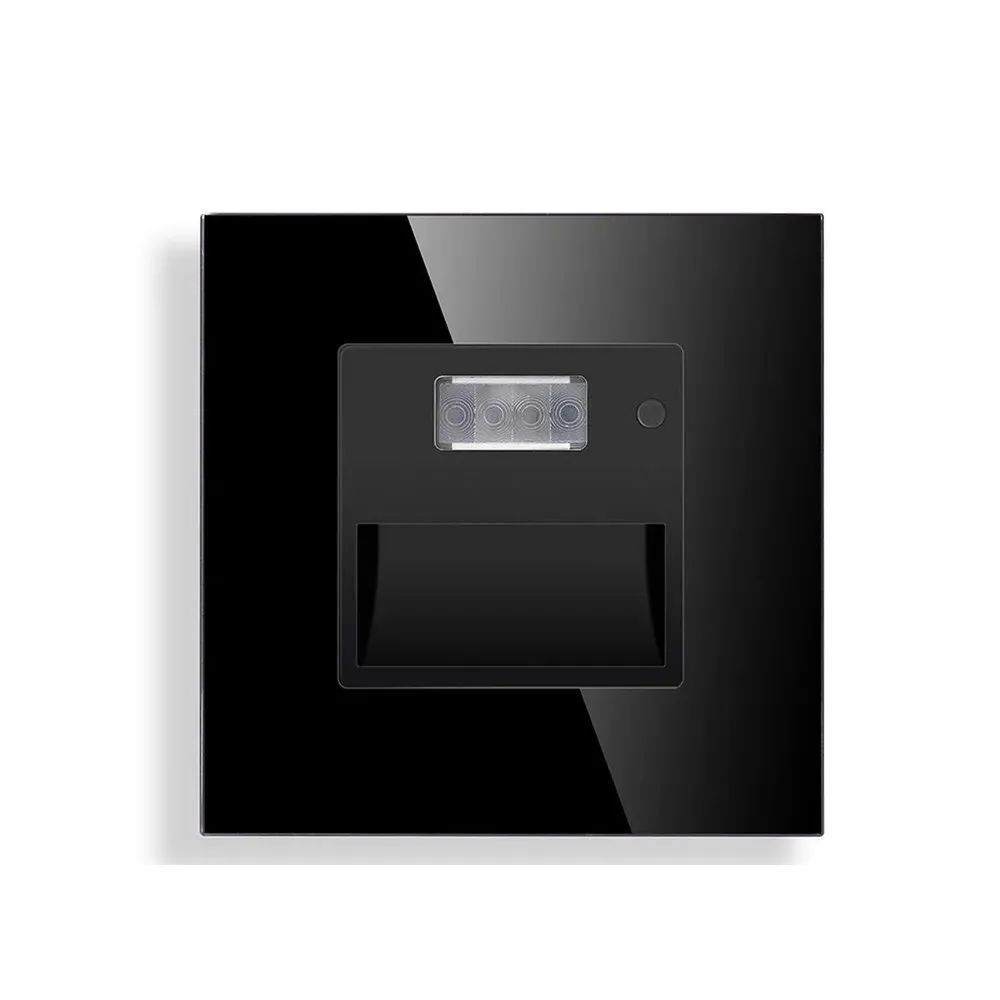 Купить Светильник (без рамки) 1800К-7500К для лестниц , с датчиком движения, рамка 86х86мм стекло, цвет чер в интернет-магазине Mvava.ru