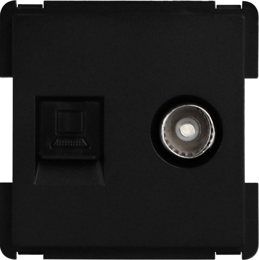 Купить Механизм розетки интернет, Cat6+TV, цвет черный в интернет-магазине Mvava.ru