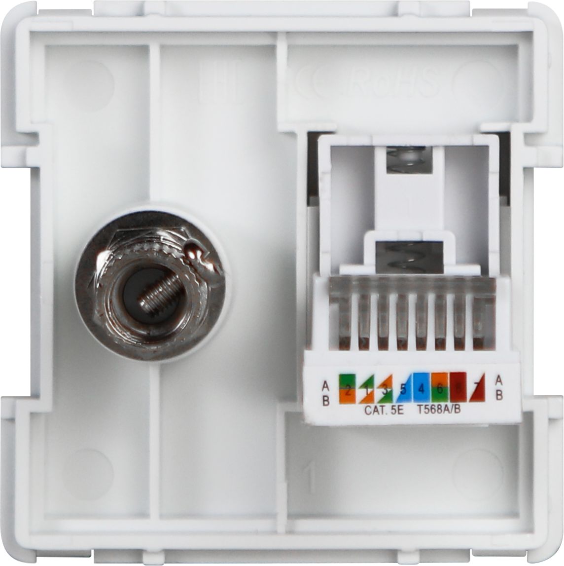 Купить Механизм розетки интернет, CAT5e+TV, цвет белый в интернет-магазине Mvava.ru