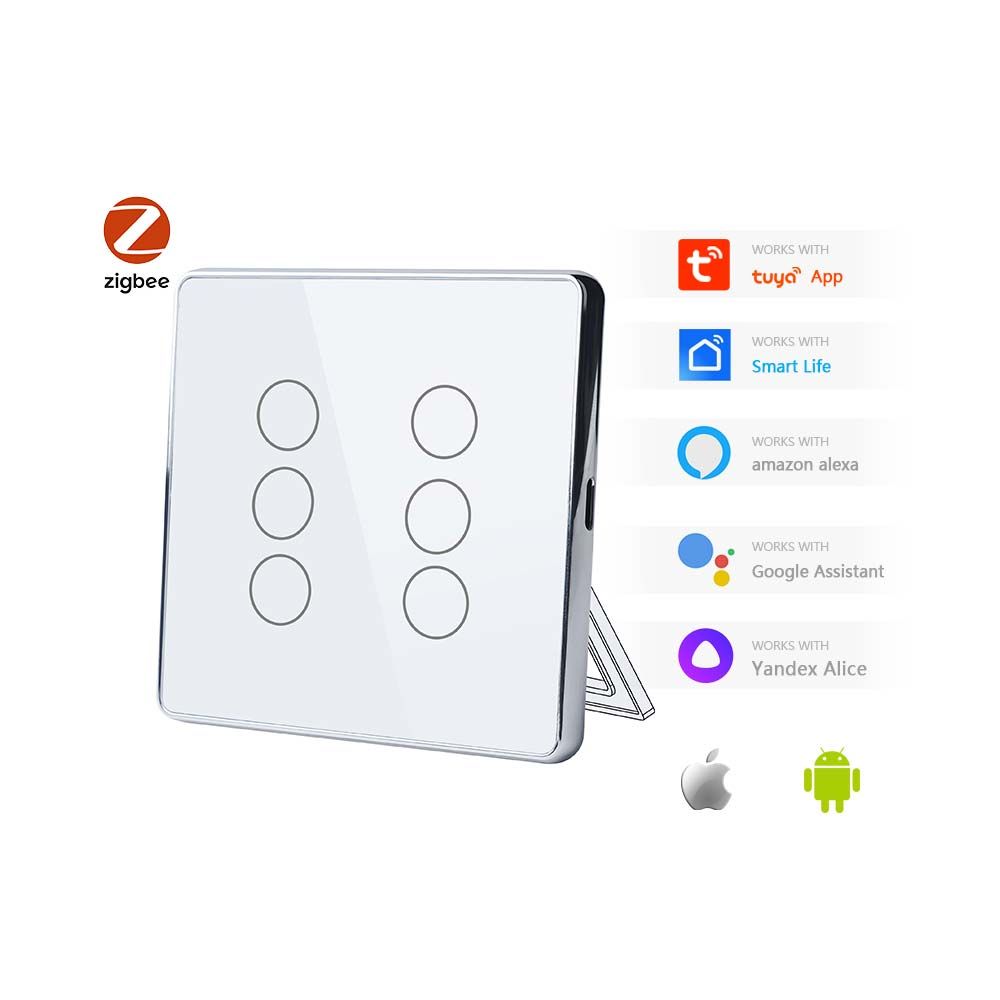 Купить Сенсорный беспроводной переключатель сцен ZigBee 6 кл. цвет белый в интернет-магазине Mvava.ru