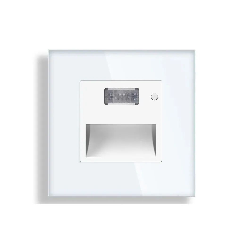 Купить Светильник (без рамки) 1800К-7500К для лестниц , с датчиком движения, рамка 86х86мм стекло, цвет бел в интернет-магазине Mvava.ru