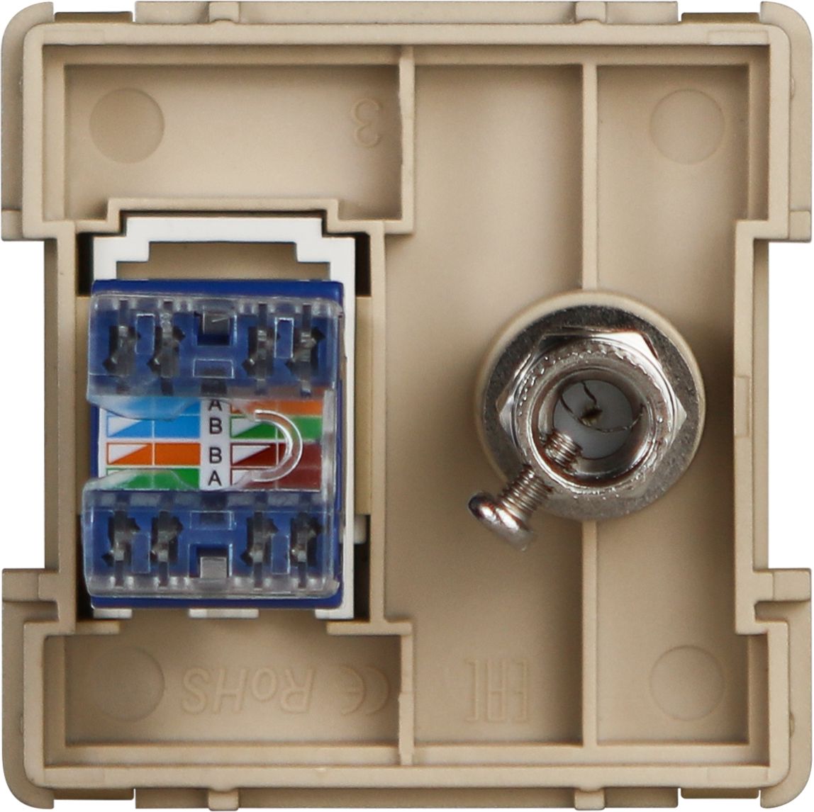 Купить Механизм розетки интернет, Cat6+TV, цвет золотой в интернет-магазине Mvava.ru