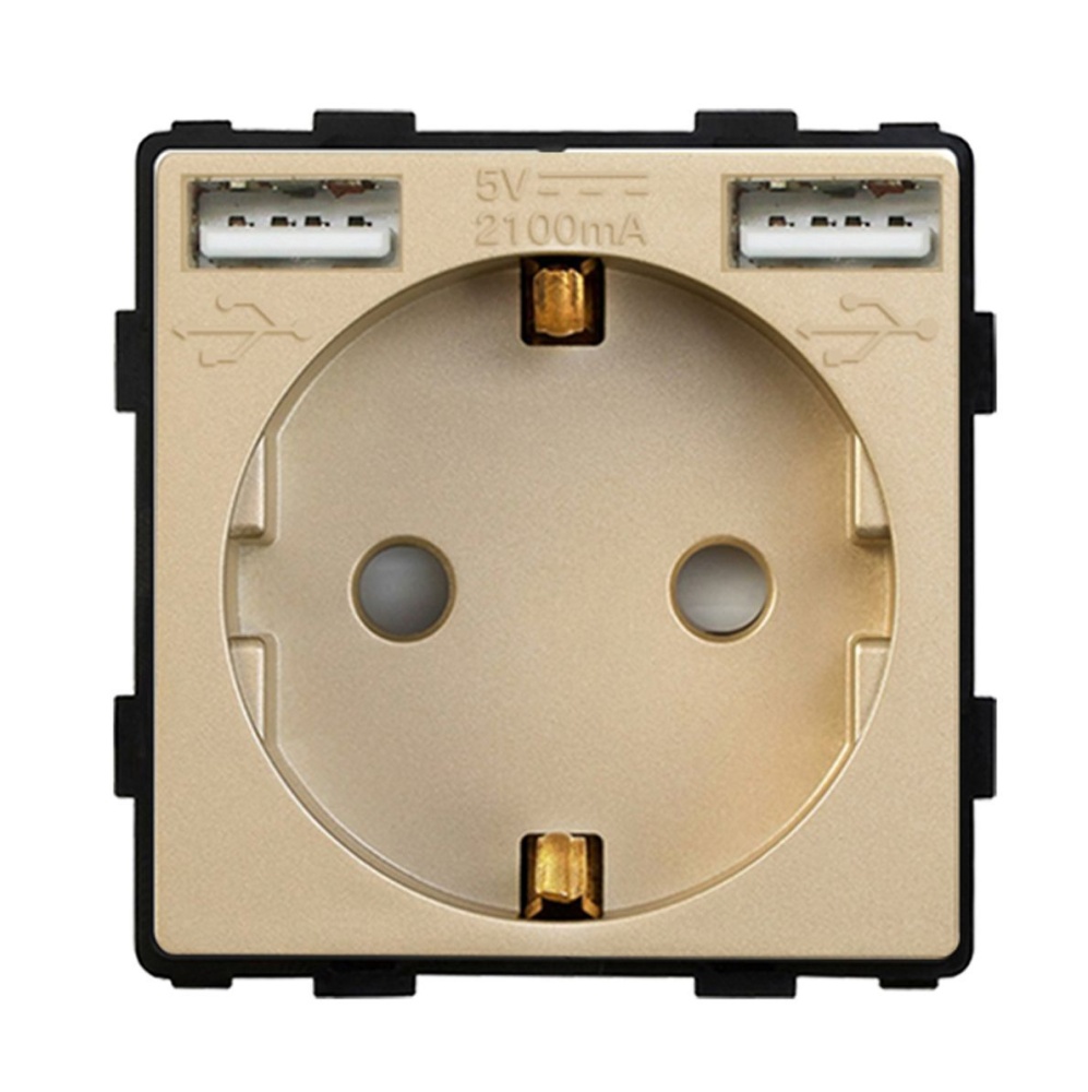 Купить Механизм розетки (без рамки) с Usb АА, цвет золотой в интернет-магазине Mvava.ru