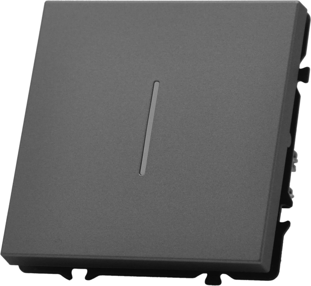 Выключатель echo LED с самовозвратом (Reset, Кнопка), 1 клавиша, (без рамки) цвет серый MVAVA