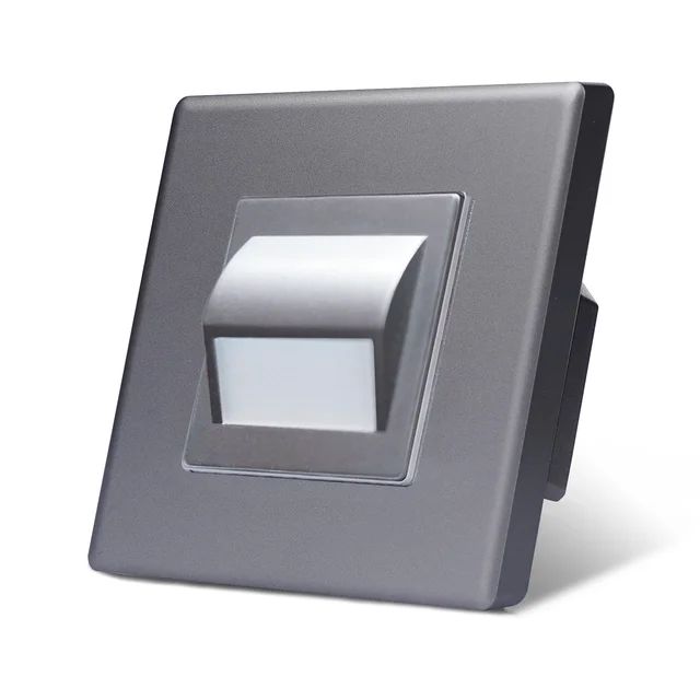 Купить Cветильник 4000К-4500К для лестниц , подсветка, рамка 86х86мм пластик, цвет серый в интернет-магазине Mvava.ru