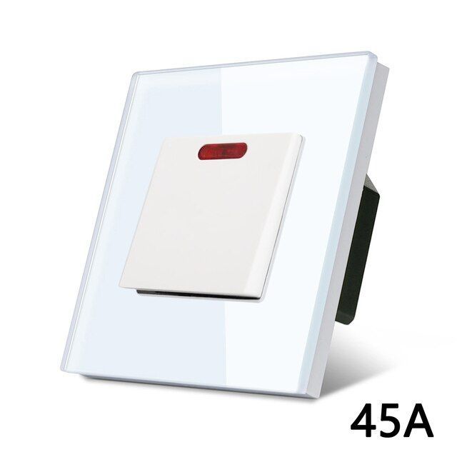 Купить Мастер выключатель 45А, 1 клавиша 1 пост, рамка стекло 86х86мм цвет белый в интернет-магазине Mvava.ru