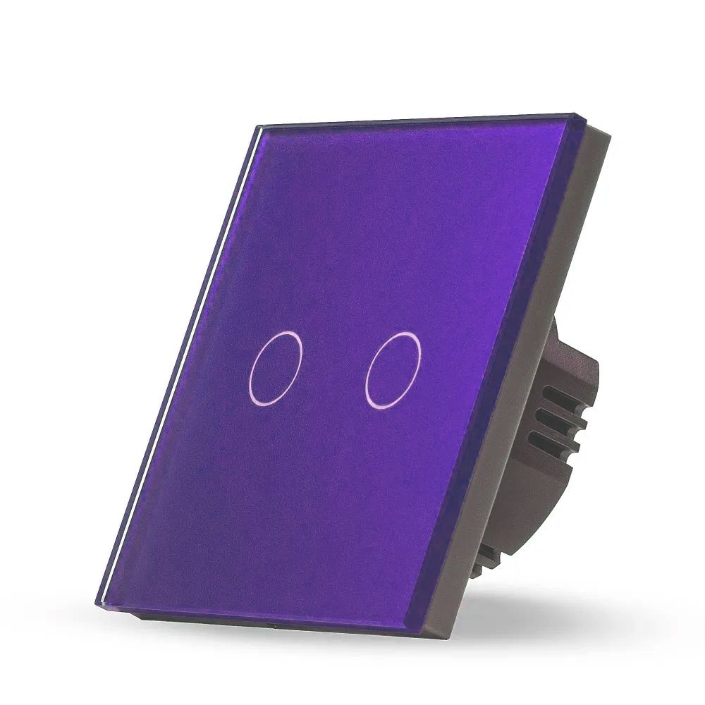 Купить Сенсорный выключатель 2 клавиши 1 пост, (2G) стекло 86х86мм цвет пурпурный в интернет-магазине Mvava.ru
