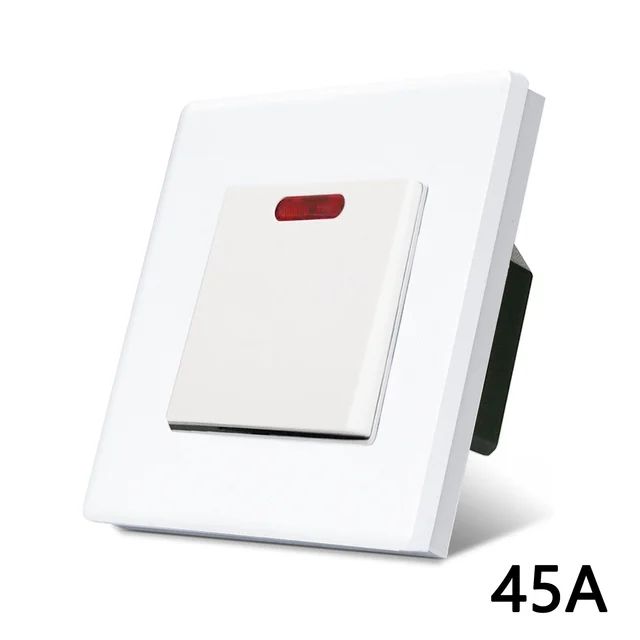 Купить Мастер выключатель 45А, 1 клавиша 1 пост, рамка пластик 86х86мм цвет белый в интернет-магазине Mvava.ru