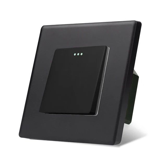 Купить Выключатель перекрестный 1 клавиша, 1 пост, рамка 86х86мм пластик, цвет черный в интернет-магазине Mvava.ru