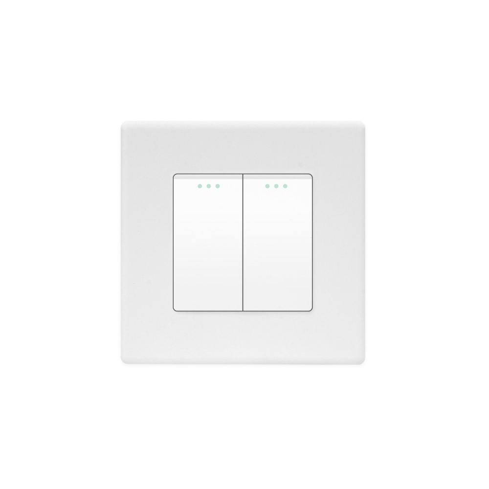 Купить Выключатель проходной, 2 клавиши, 1 пост, рамка пластик 86х86мм цвет белый в интернет-магазине Mvava.ru