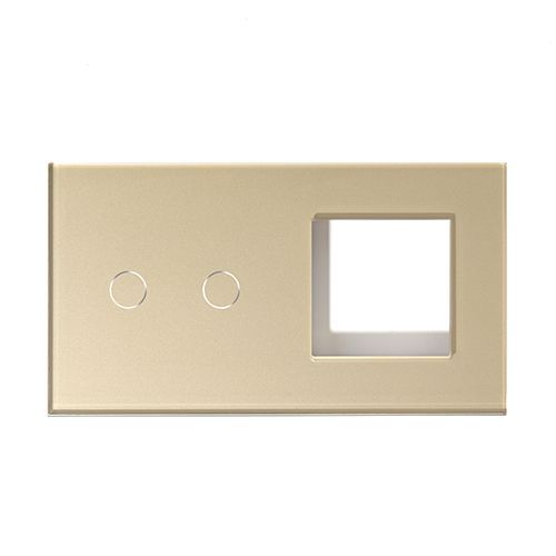 Купить Рамка комби 2 поста (2G+1F) 157*86мм, стекло 2.5D, цвет золотой в интернет-магазине Mvava.ru