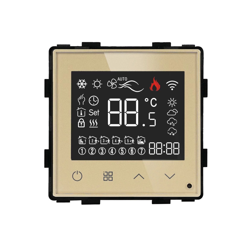 Купить Сенсорный Wi-Fi терморегулятор для электрического теплого пола 16А (механизм без рамки), цвет золото в интернет-магазине Mvava.ru