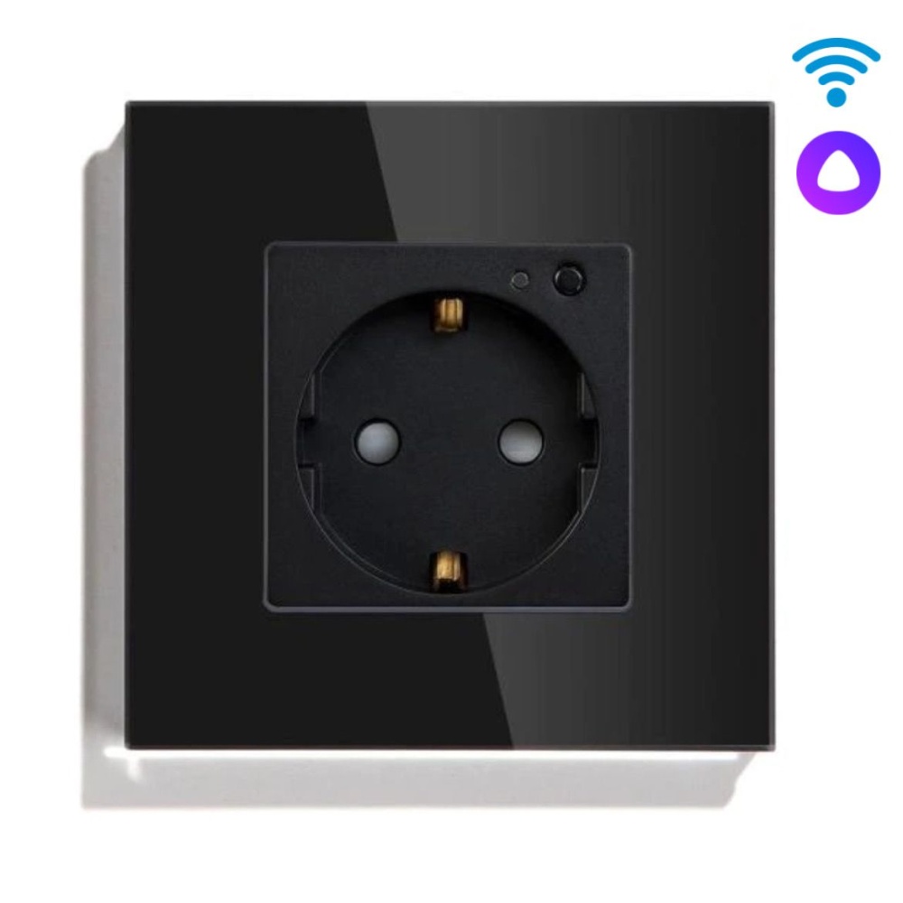 Купить Розетка Wi-FI 1 пост, 16А рамка стекло 86х86мм цвет черный в интернет-магазине Mvava.ru