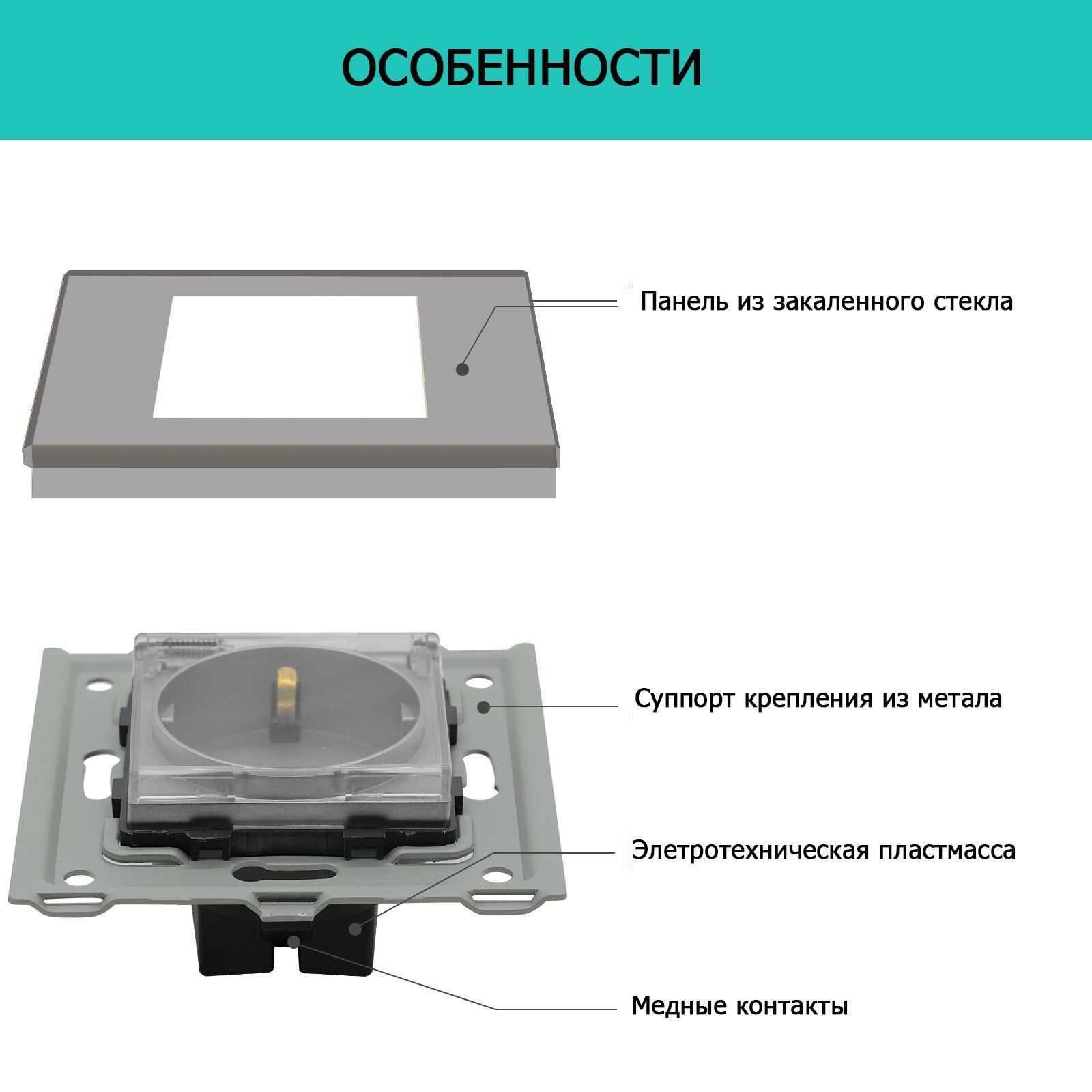 Купить Розетка влагозащищенная с крышкой, 2 поста, рамка 157х86 стекло, цвет белый в интернет-магазине Mvava.ru