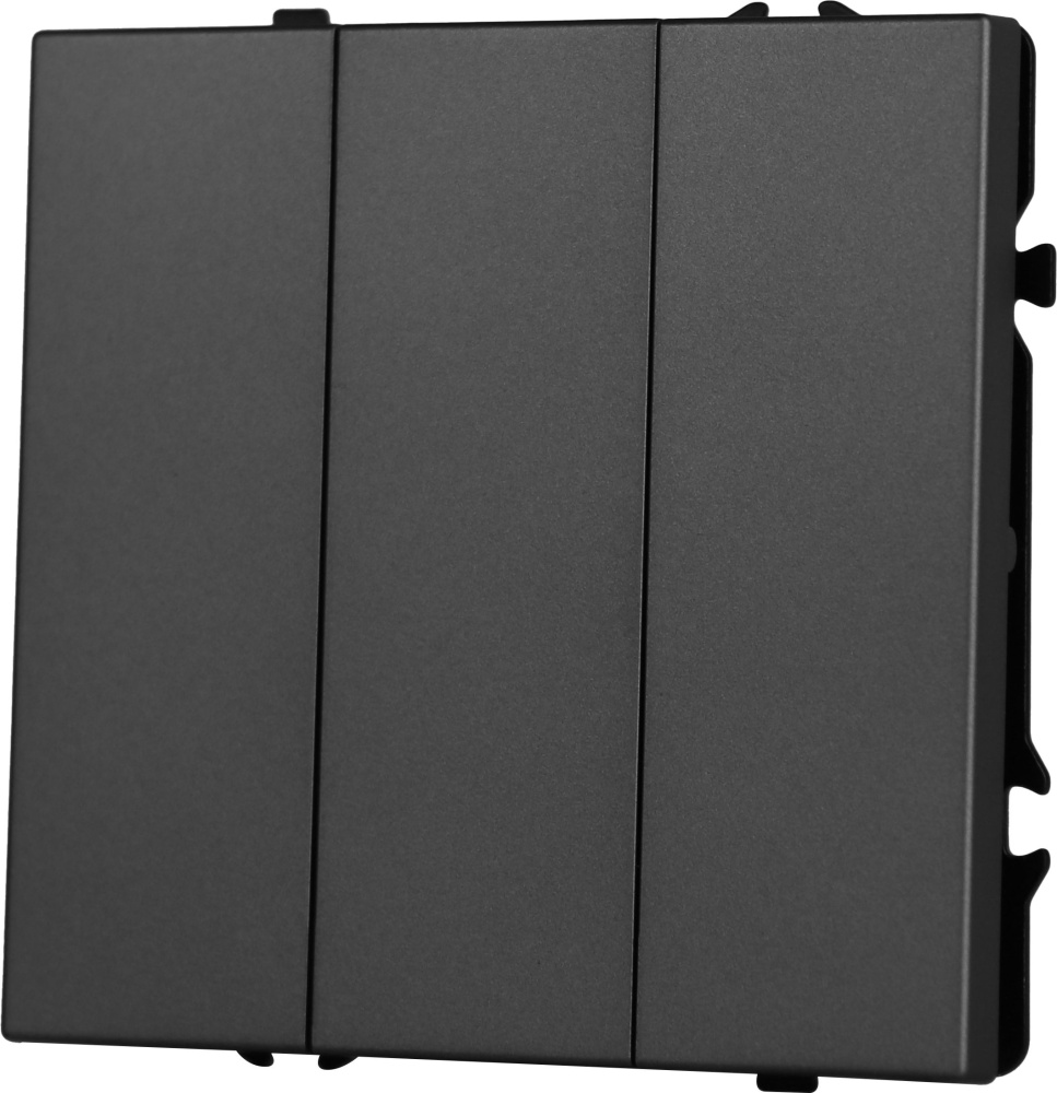 Выключатель echo с самовозвратом (Reset, Кнопка), 3 клавиши, (без рамки) цвет серый MVAVA