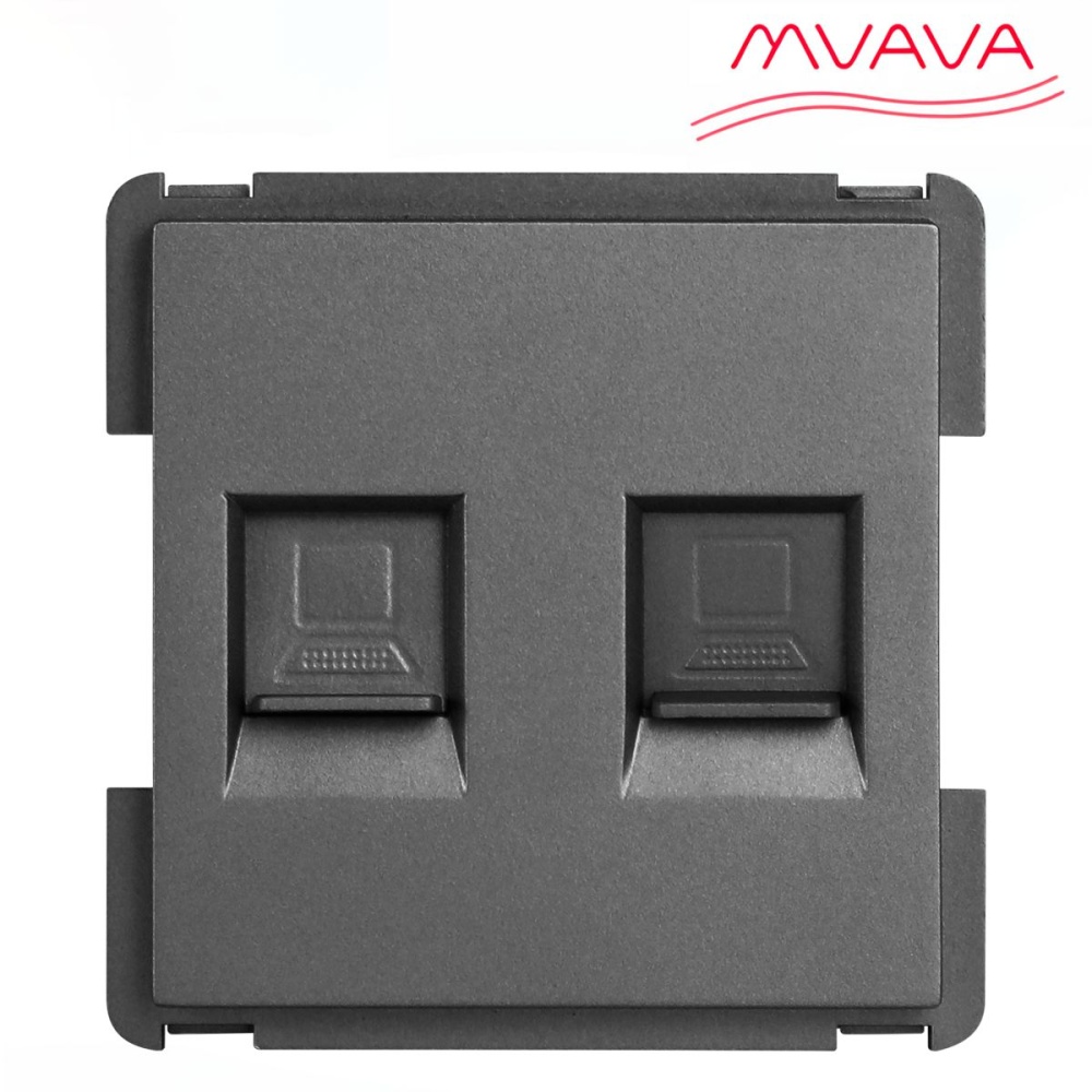 Купить Механизм розетки интернет RJ-45, DualCat6, цвет серый в интернет-магазине Mvava.ru