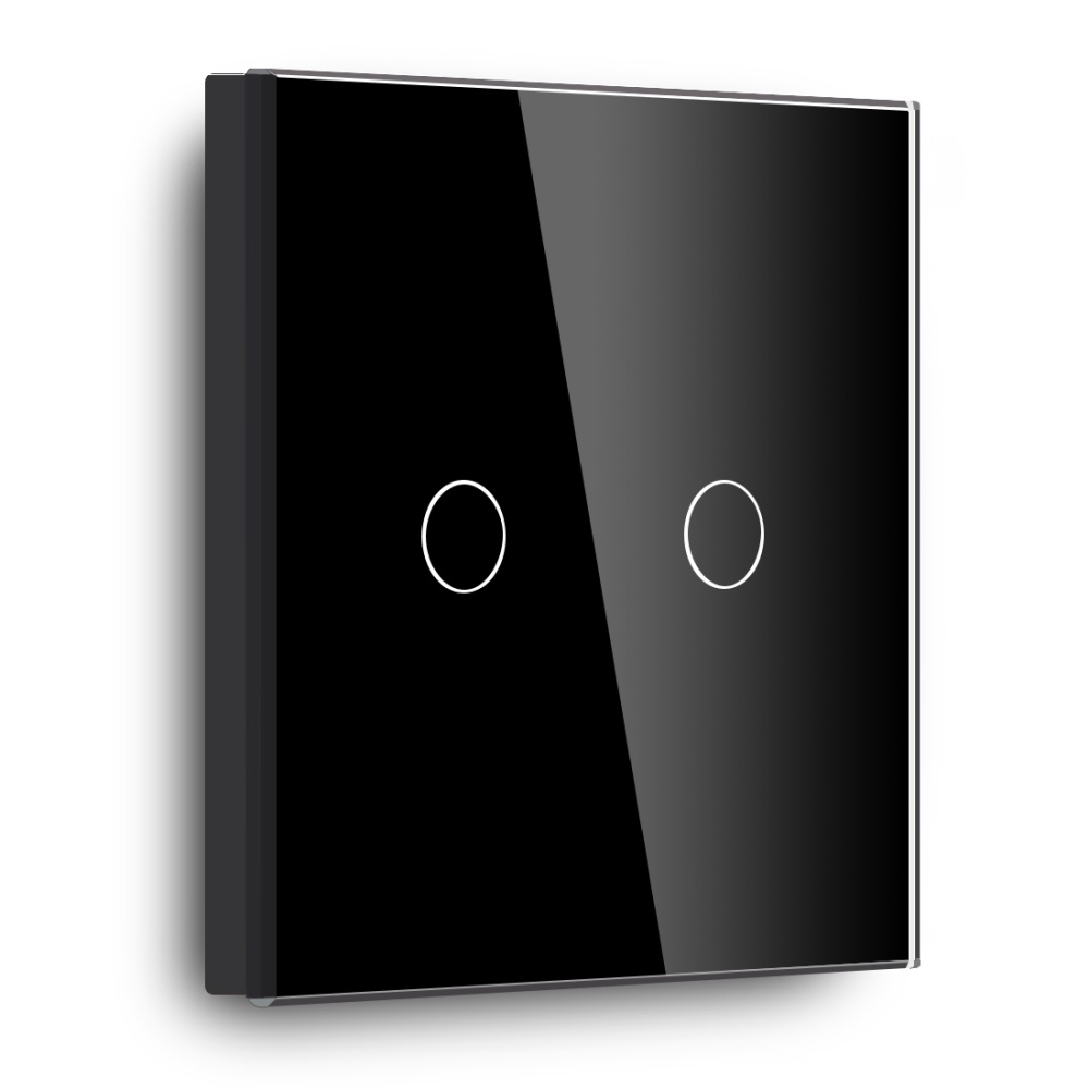 Купить Сенсорный выключатель диммер 2 клавиши 1 пост, (2G) стекло 86х86мм цвет черный в интернет-магазине Mvava.ru