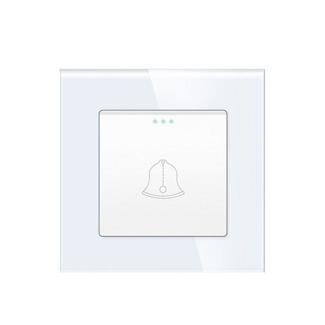 Купить Выключатель звонок 1 пост, рамка стекло 86х86мм цвет белый в интернет-магазине Mvava.ru
