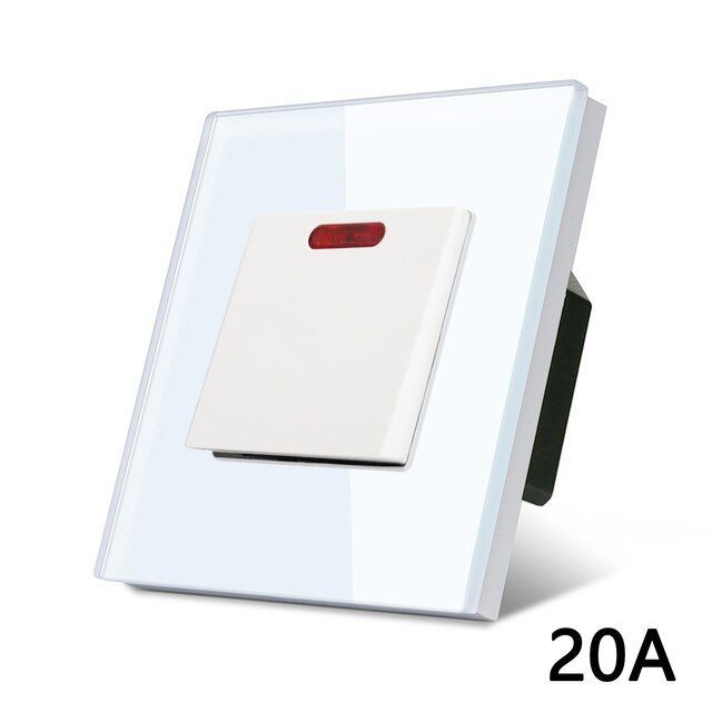 Купить Мастер выключатель 20А, 1 клавиша 1 пост, рамка стекло 86х86мм цвет белый в интернет-магазине Mvava.ru