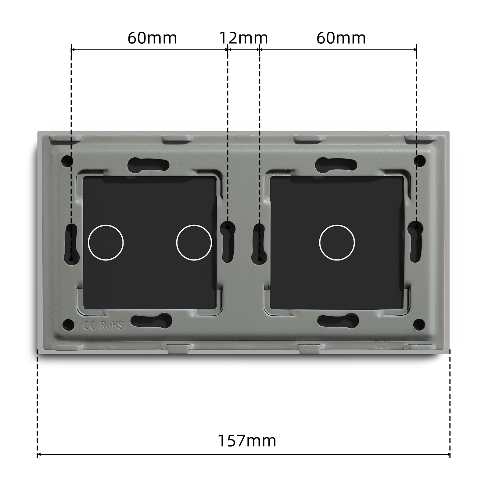 Купить Панель вертикальная 2 поста (1G+2G) 157*86мм, стекло (без выкл.) цвет черный в интернет-магазине Mvava.ru