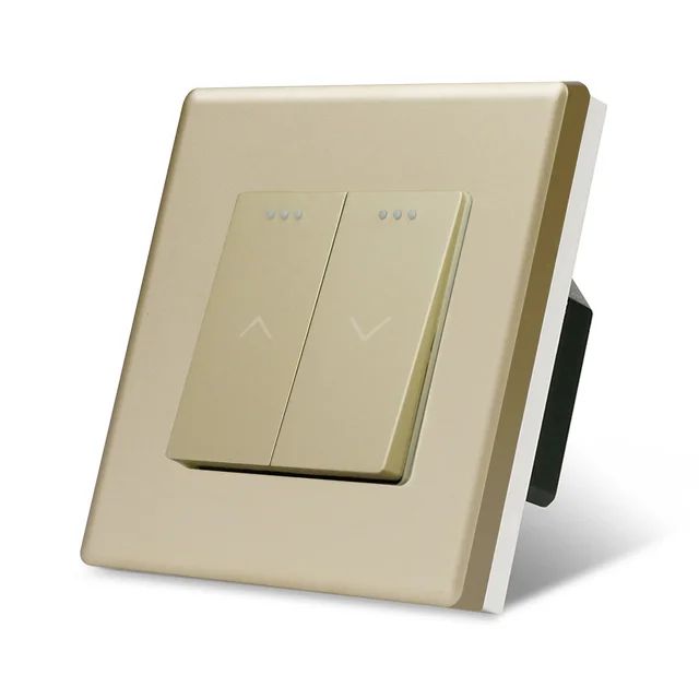 Купить Выключатель механический для жалюзи, 2 клавиши 1 пост, рамка пластик 86х86мм цвет золотой в интернет-магазине Mvava.ru