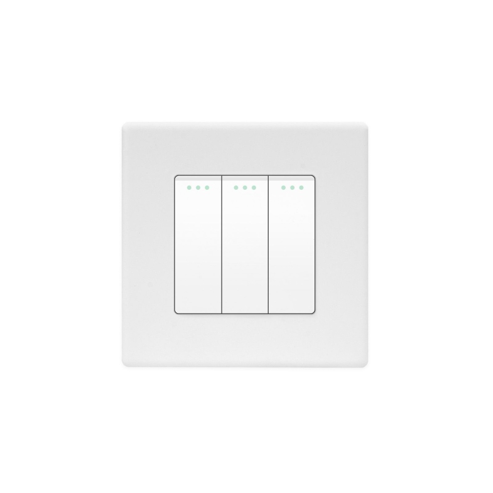 Купить Выключатель проходной, 3 клавиши, 1 пост, рамка пластик 86х86мм цвет белый в интернет-магазине Mvava.ru