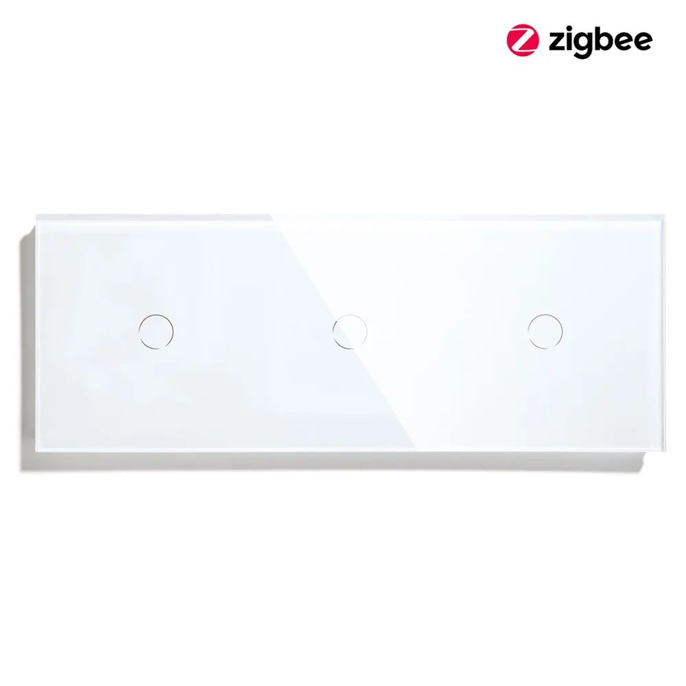 Купить Сенсорный выключатель ZigBee MVAVA, 3 кл. 3 поста (1G+1G+1G) стекло 228х86мм цвет белый в интернет-магазине Mvava.ru