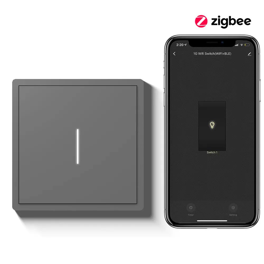 Умный выключатель ZigBee Scale, 1кл, 1 пост, рамка 86x86 мм, Алиса, цвет серый MVAVA
