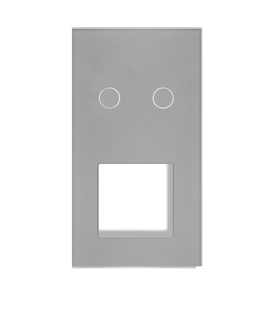 Купить Рамка комби вертикальная 2 поста (2G+1F) 157*86мм, стекло, цвет серый в интернет-магазине Mvava.ru