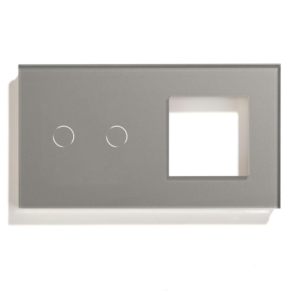 Купить Рамка комби 2 поста (2G+1F) 157*86мм, стекло 2.5D, цвет серый в интернет-магазине Mvava.ru