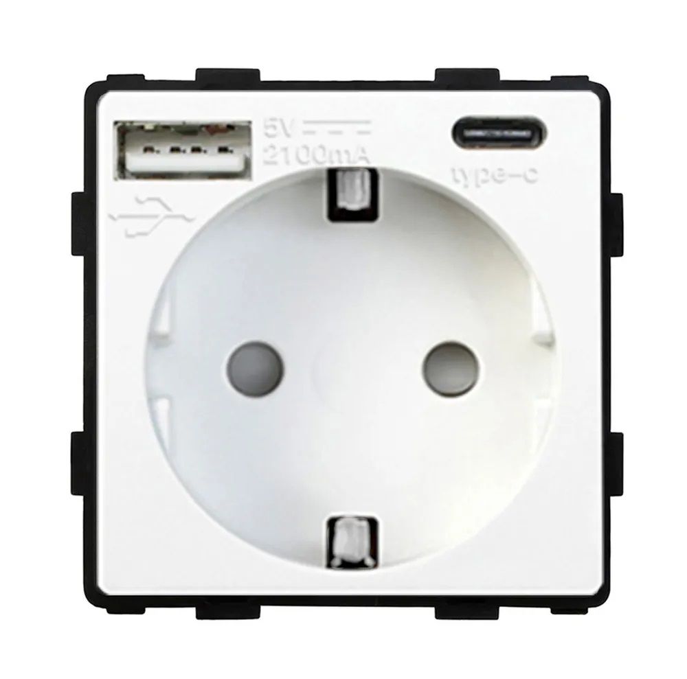 Купить Механизм розетки (без рамки) с Usb/Type-C АC, цвет белый в интернет-магазине Mvava.ru