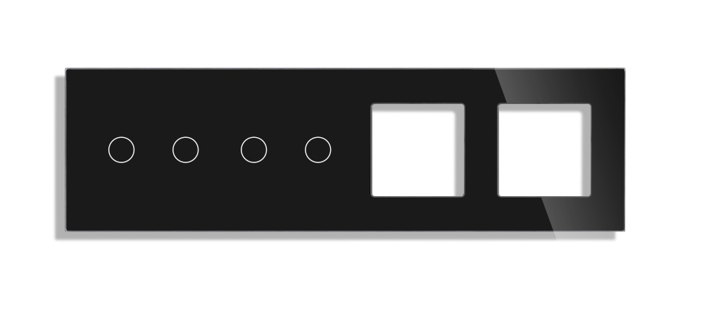 Купить Рамка комби 4 поста (2G+2G+2F) 299*86мм, стекло, цвет, черный в интернет-магазине Mvava.ru