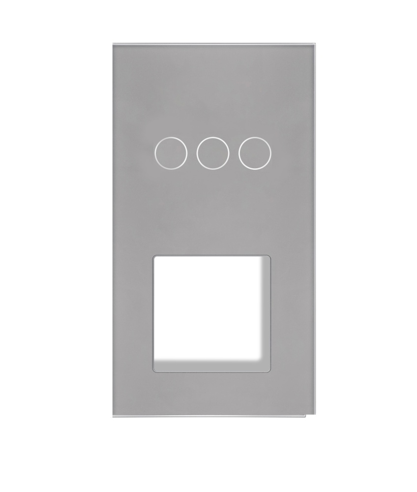 Купить Рамка комби вертикальная 2 поста (3G+1F) 157*86мм, стекло, цвет серый в интернет-магазине Mvava.ru