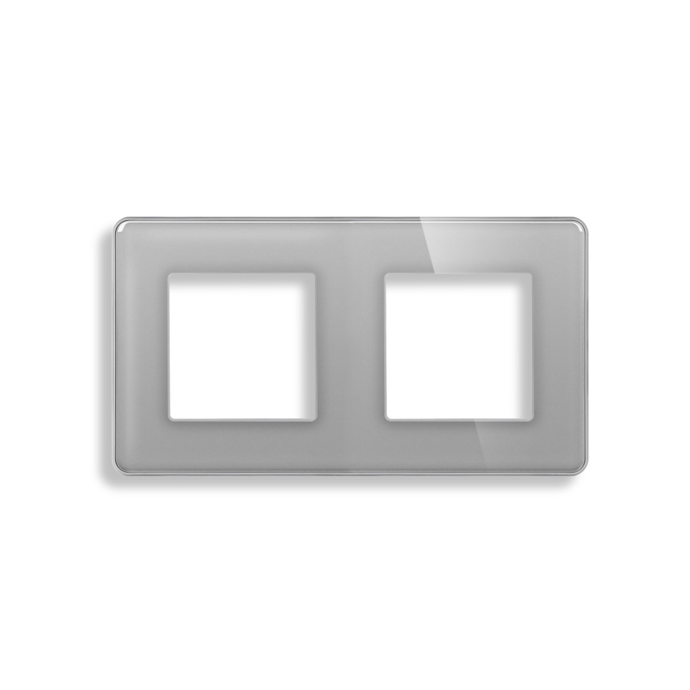 Купить Рамка 2 поста 157*86мм, стекло 2.5D, цвет серый в интернет-магазине Mvava.ru