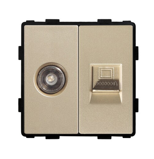 Купить Механизм розетки интернет RJ-45, Cat6/TV, цвет золотой в интернет-магазине Mvava.ru