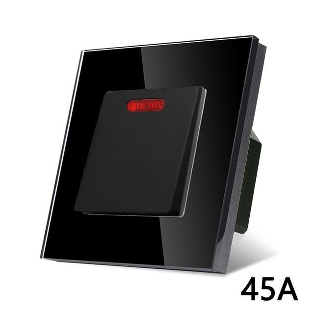 Купить Мастер выключатель 45А, 1 клавиша 1 пост, рамка стекло 86х86мм цвет черный в интернет-магазине Mvava.ru