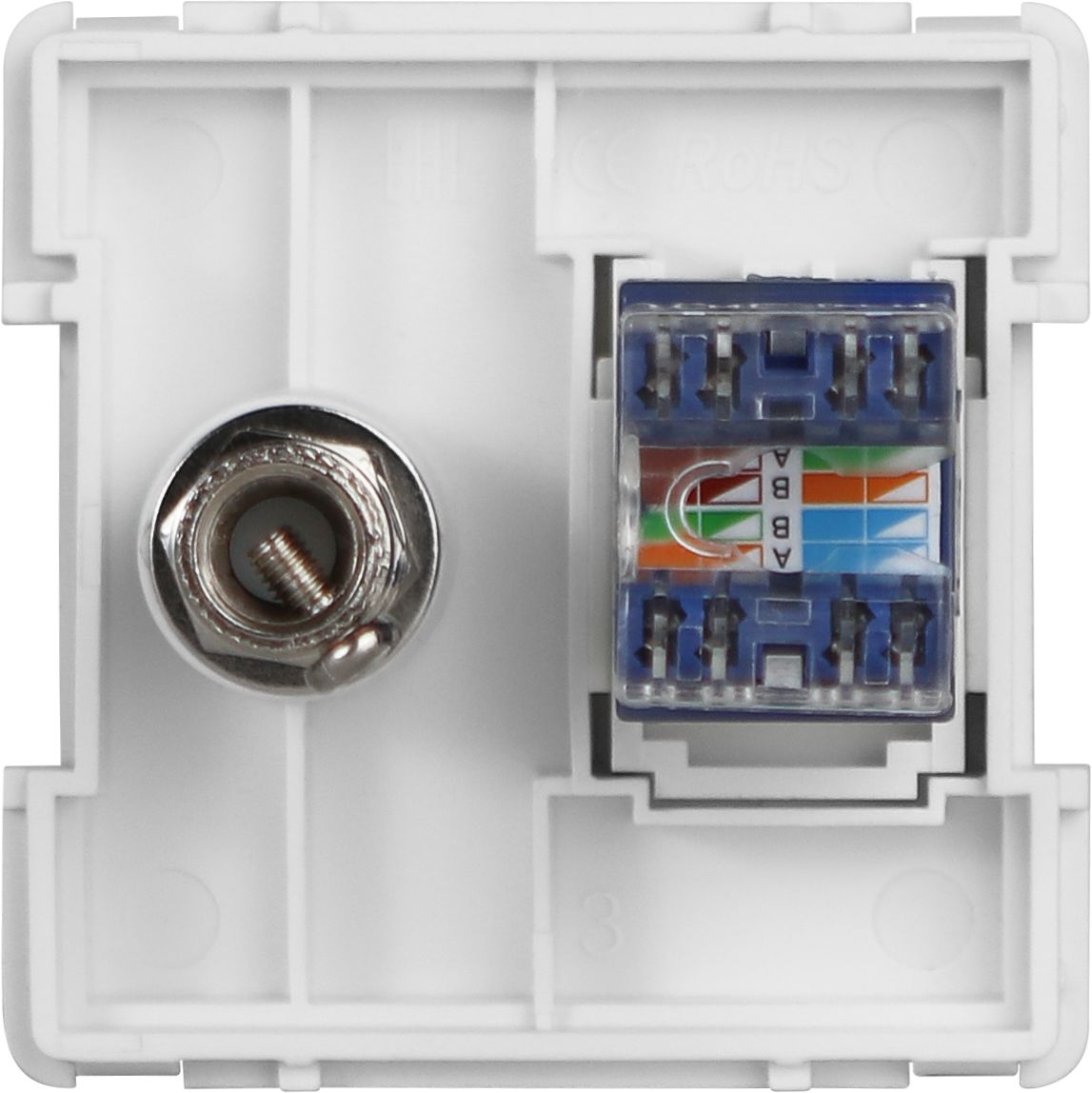 Купить Механизм розетки интернет, Cat6+TV, цвет белый в интернет-магазине Mvava.ru