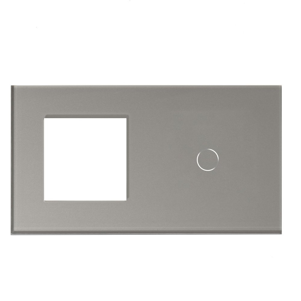 Купить Рамка комби 2 поста (1F+1G) 157*86мм, стекло, цвет серый в интернет-магазине Mvava.ru