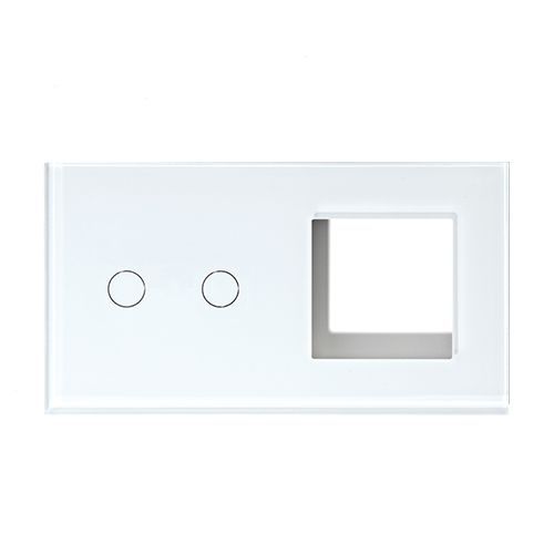 Купить Рамка комби 2 поста (2G+1F) 157*86мм, стекло 2.5D, цвет белый в интернет-магазине Mvava.ru