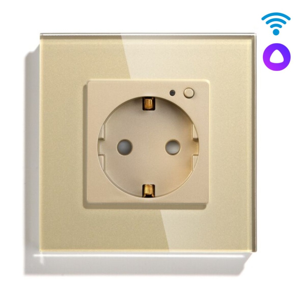 Купить Розетка Wi-FI 1 пост, 16А рамка стекло 86х86мм цвет золотой в интернет-магазине Mvava.ru