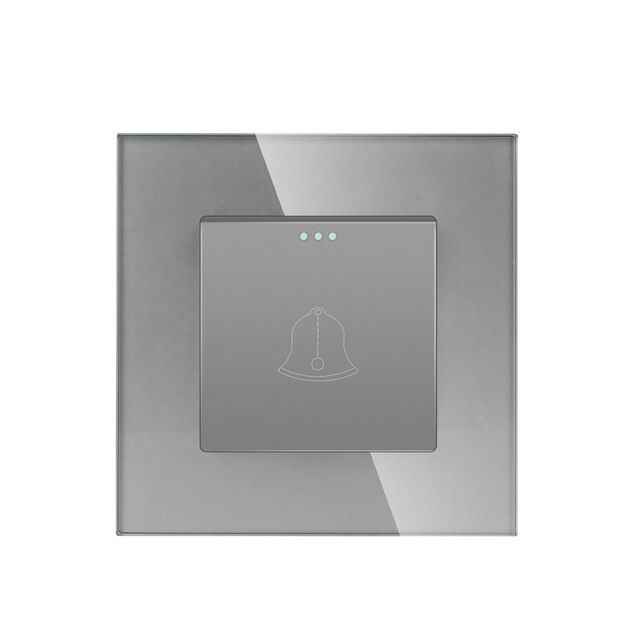 Купить Выключатель звонок 1 пост, рамка стекло 86х86мм цвет серый в интернет-магазине Mvava.ru