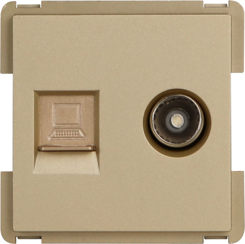Купить Механизм розетки интернет, CAT5e+TV, цвет золотой в интернет-магазине Mvava.ru