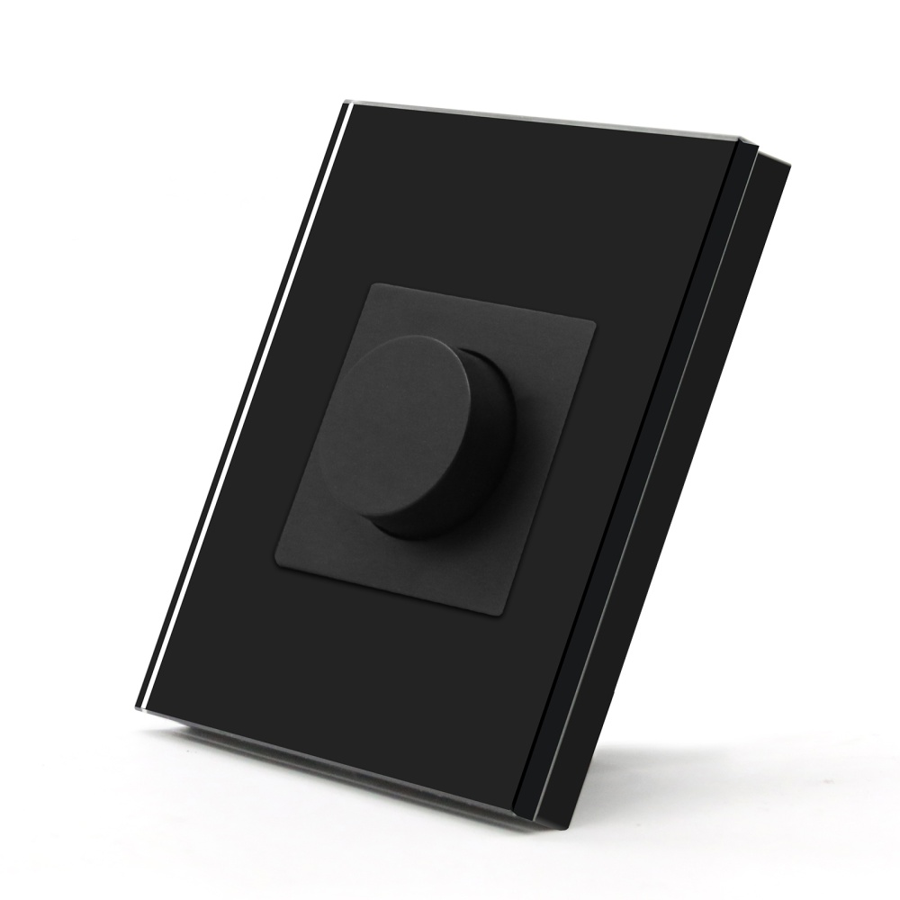 Купить Выключатель диммер, 1пост рамка стекло 86х86мм цвет черный в интернет-магазине Mvava.ru