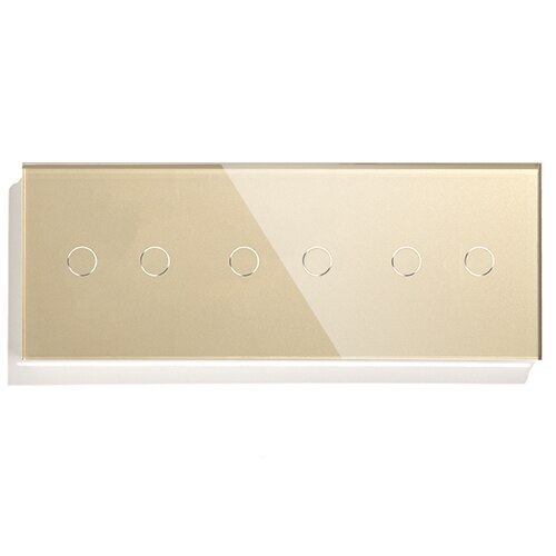 Купить Сенсорный выключатель 6 клавиш, 3 поста (2G+2G+2G) стекло 2.5D 228х86мм цвет золотой в интернет-магазине Mvava.ru