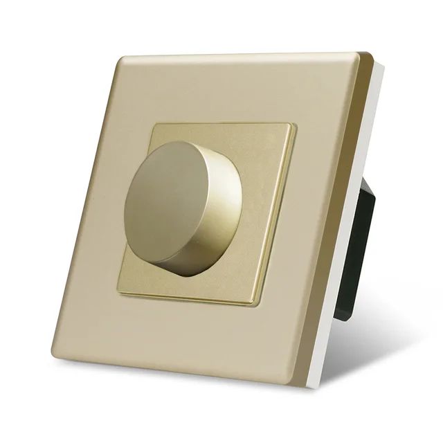 Купить Выключатель диммер, 1пост рамка пластик 86х86мм цвет золотой в интернет-магазине Mvava.ru