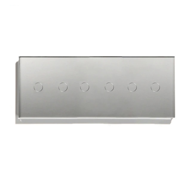 Купить Сенсорный выключатель 6 клавиш, 3 поста (2G+2G+2G) стекло 2.5D 228х86мм цвет серый в интернет-магазине Mvava.ru