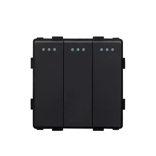 Купить Выключатель с самовозвратом (Reset), 3 клавиши, (без рамки) цвет черный в интернет-магазине Mvava.ru