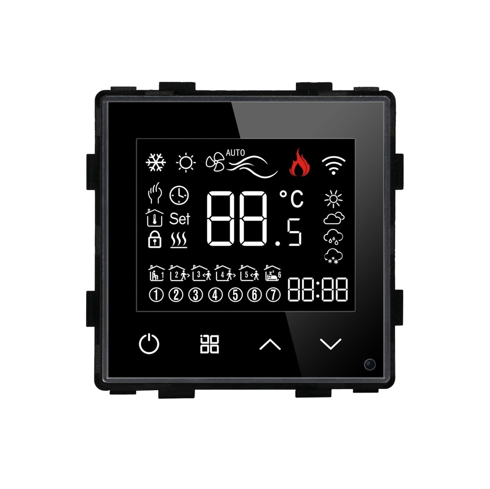 Купить Сенсорный ZigBee терморегулятор для водяного теплого пола 10А (механизм без рамки), цвет черный в интернет-магазине Mvava.ru