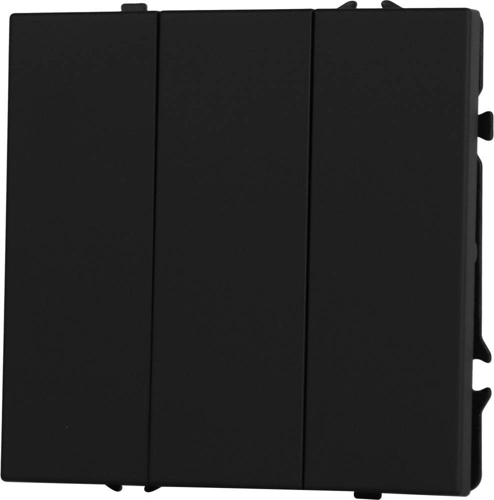 Выключатель echo с самовозвратом (Reset, Кнопка), 3 клавиши, (без рамки) цвет черный MVAVA