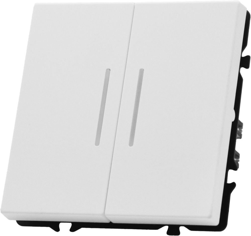 Выключатель echo LED с самовозвратом (Reset, Кнопка), 2 клавиши, (без рамки) цвет белый MVAVA